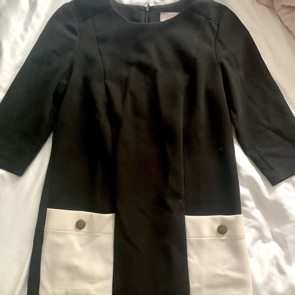 LOFT BLACK WITH WHITE POCKETS DRESS